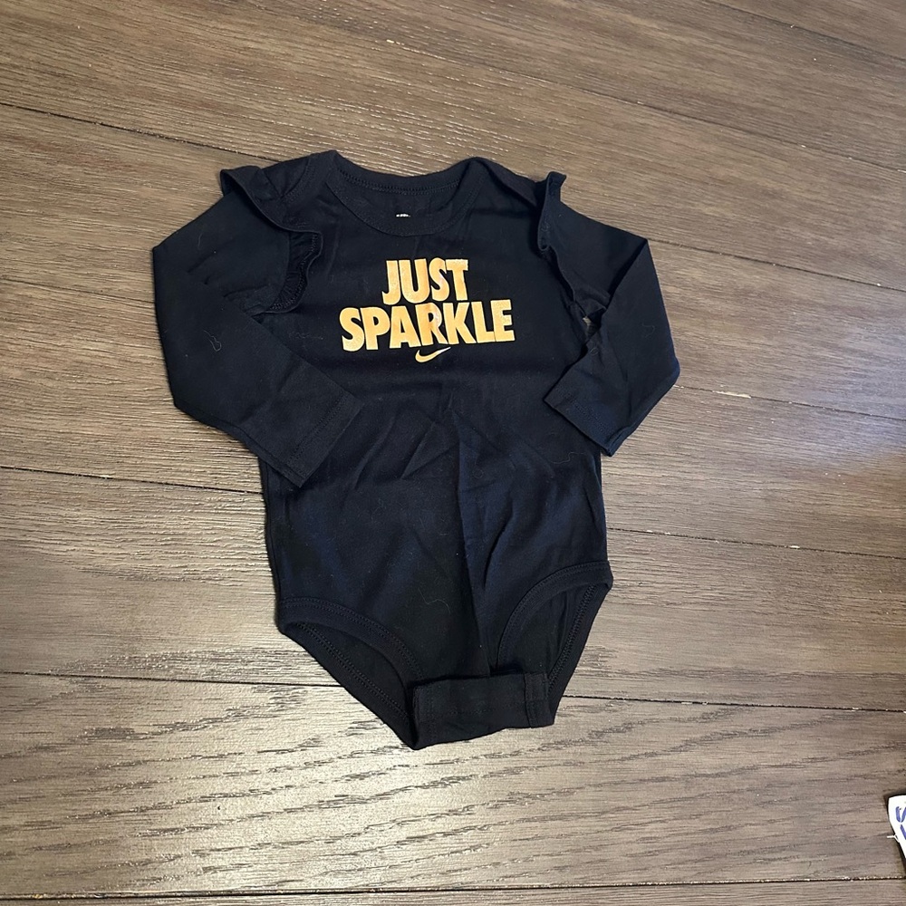 9month Nike Black and Gold Sparkle Bodysuit